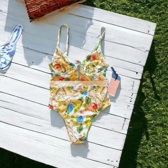 Juicy Couture NWT One-Piece Swimsuit | Floral and Fruit Print | Size medium - Picture 1 of 6